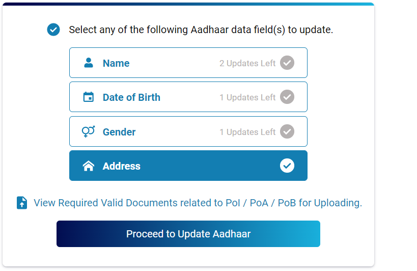 Update Address Online in Aadhaar