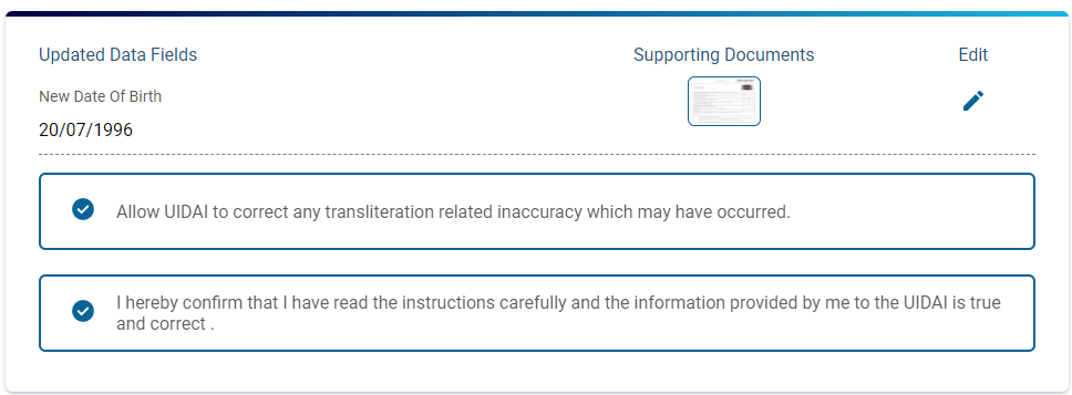 Update Date of Birth Online in Aadhaar