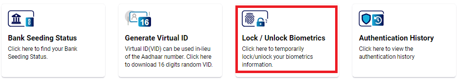 Lock Unlock Aadhar Biometric