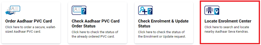 Find Nearest Aadhaar Enrollment Centre Online
