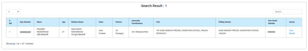 How to search name in voter list online