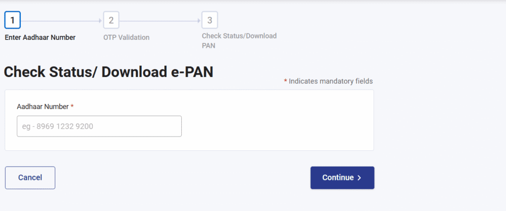 Instant e Pan card Download