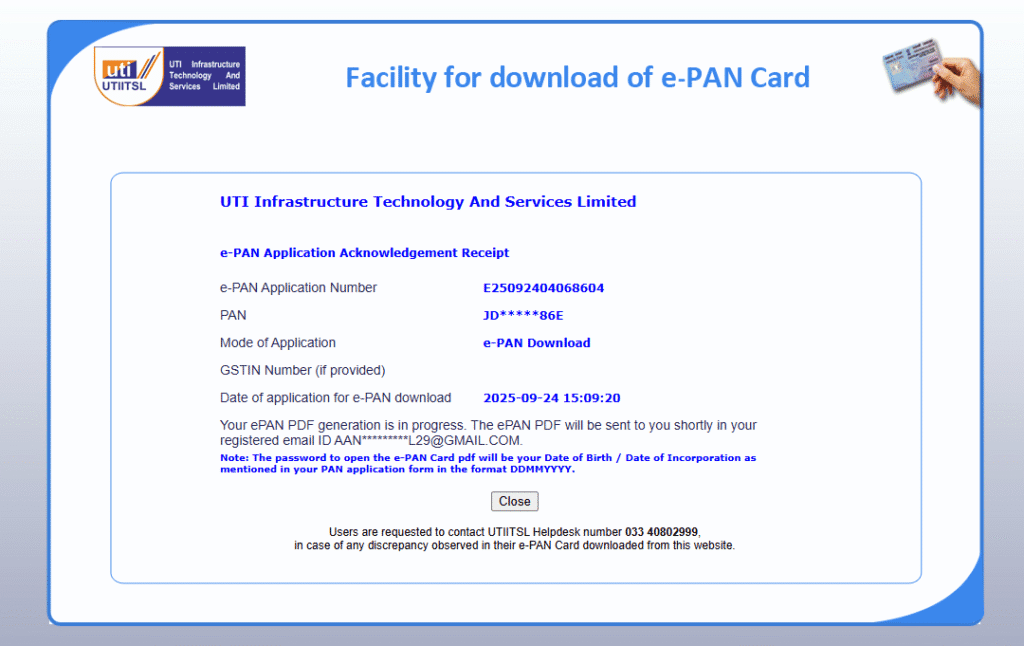 How to Download Pan Card PDF from UTIITSL
